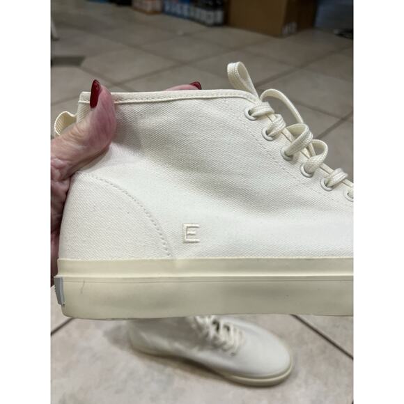 Everlane Off White The Forever Canvas High Top Lace Up Sneakers Sz W 10.5 M 8.5 - Picture 5 of 9